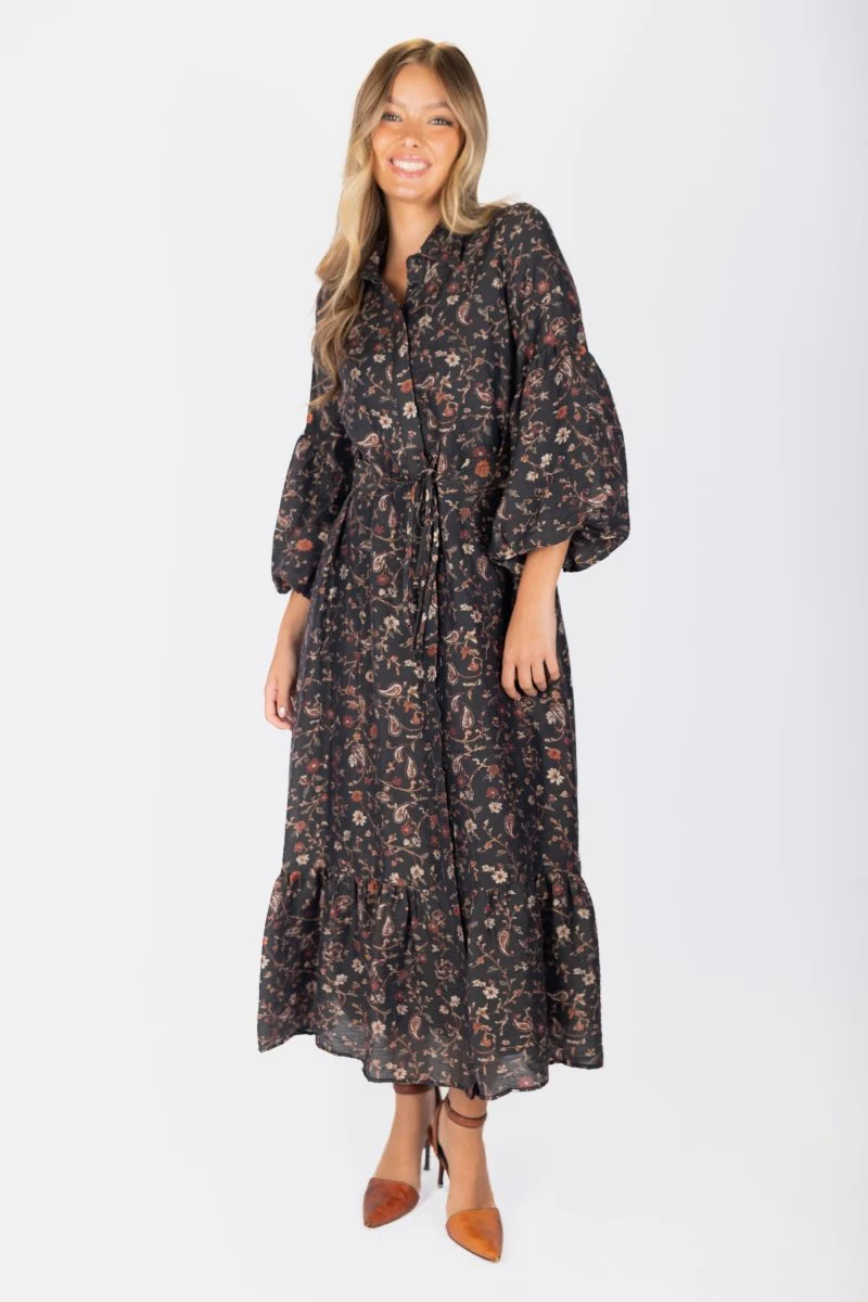Alice Dress Long Sleeve 53" (Black Pattern) - Image 3