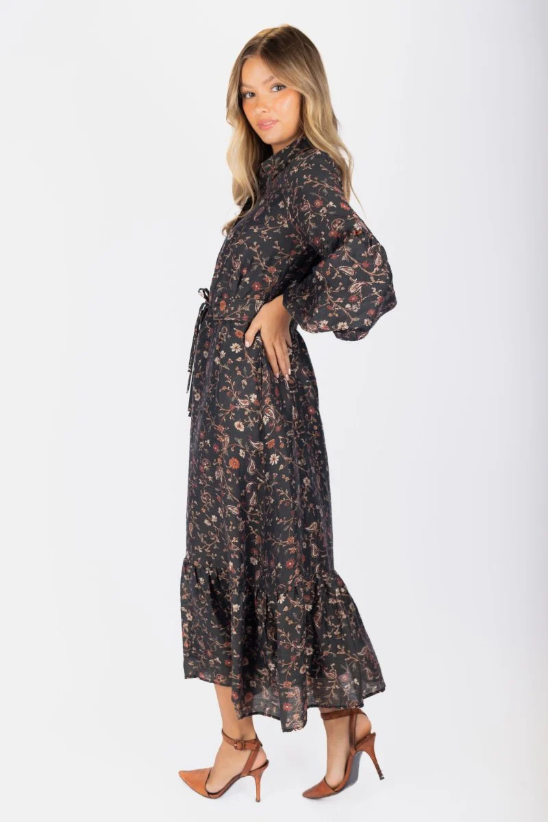 Alice Dress Long Sleeve 53" (Black Pattern) - Image 4