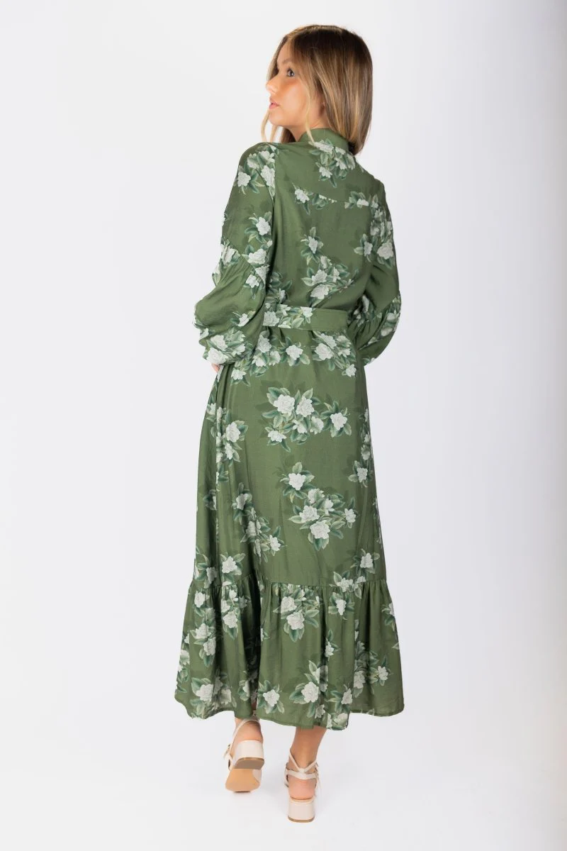 Alice Dress Long Sleeve 53" (Green Ground) - Image 4