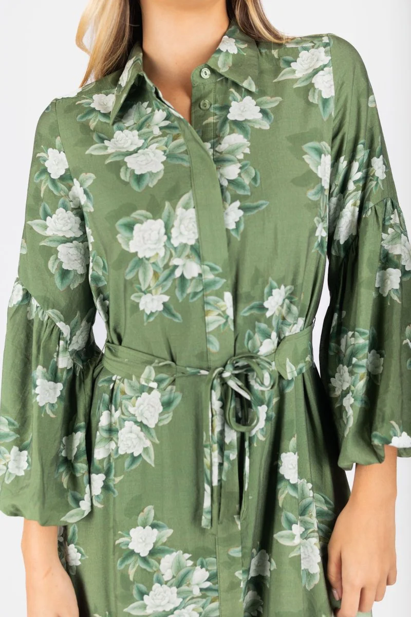 Alice Dress Long Sleeve 53" (Green Ground) - Image 5