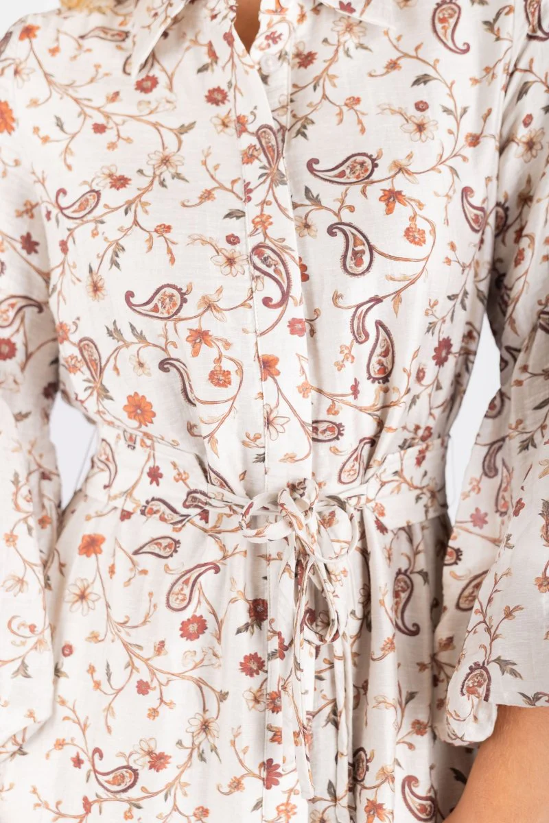 Alice Dress Long Sleeve 53" (Ivory Pattern) - Image 4