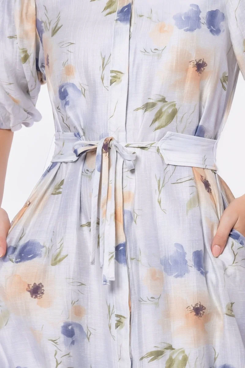Alice Dress Short Sleeve (Beige/Purple) - Image 4