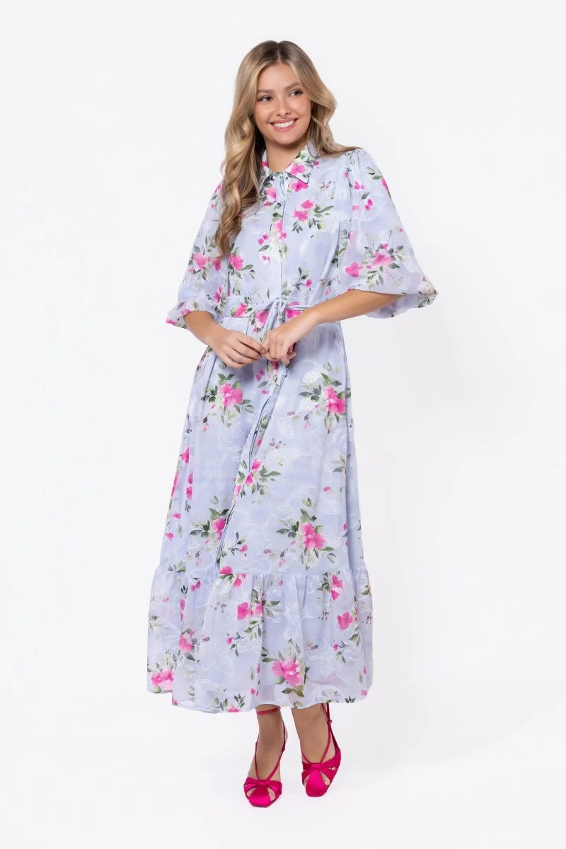 Alice Dress Short Sleeve (Light Blue Flower) - Image 3