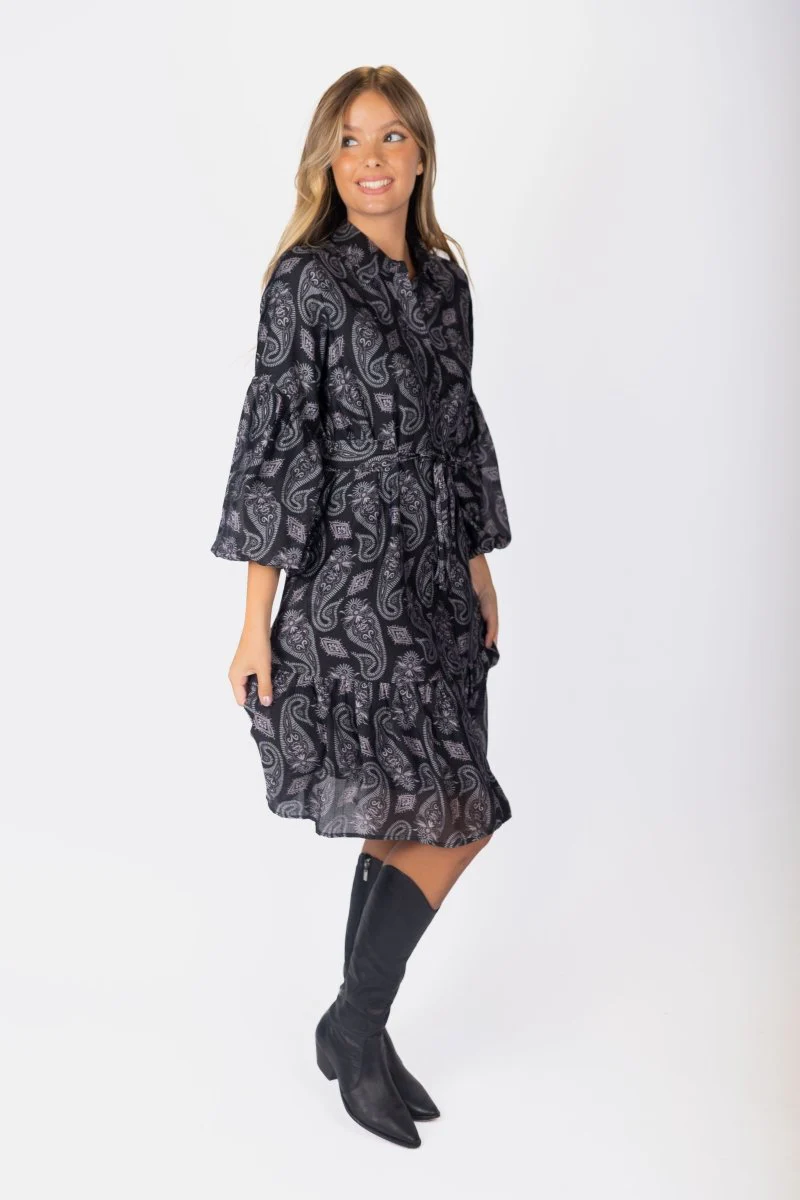 Allie Dress Long Sleeve 41" (Black Pattern) - Image 3