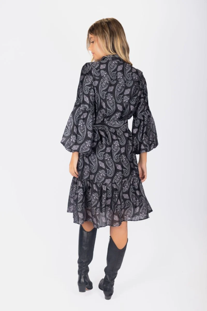 Allie Dress Long Sleeve 41" (Black Pattern) - Image 5