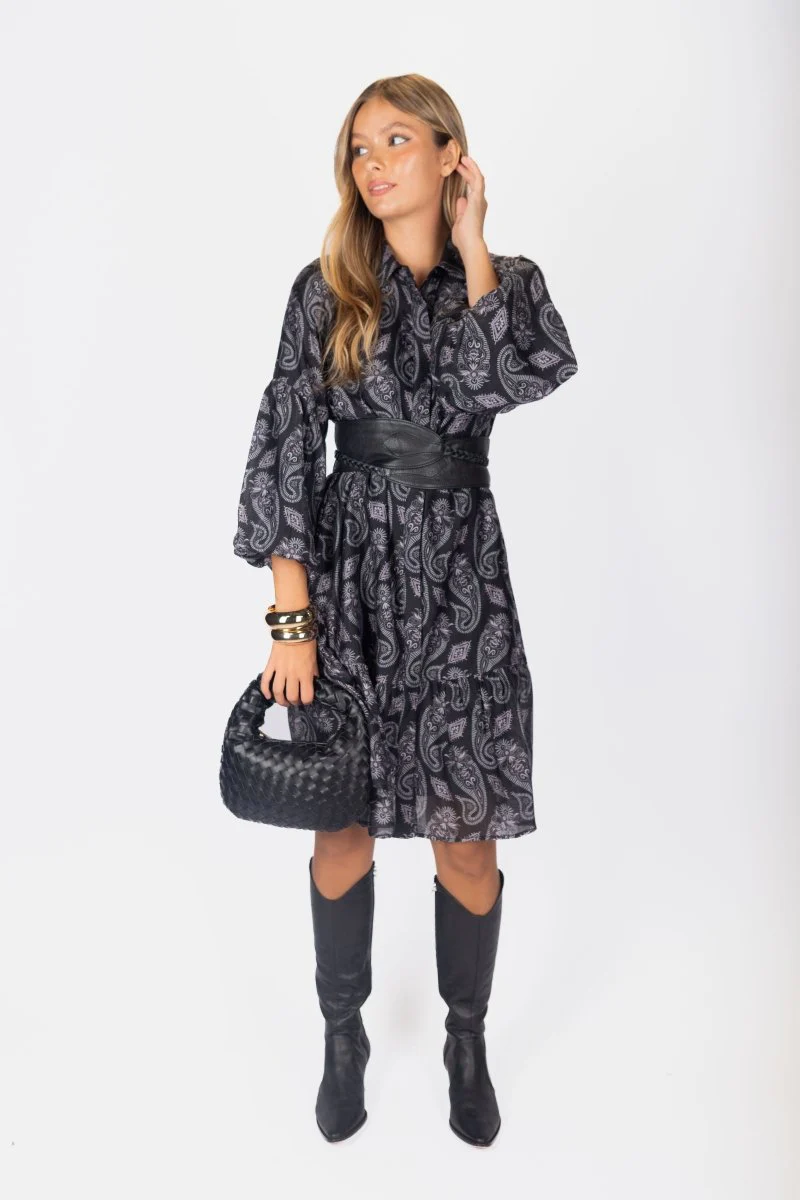 Allie Dress Long Sleeve 41" (Black Pattern) - Image 6