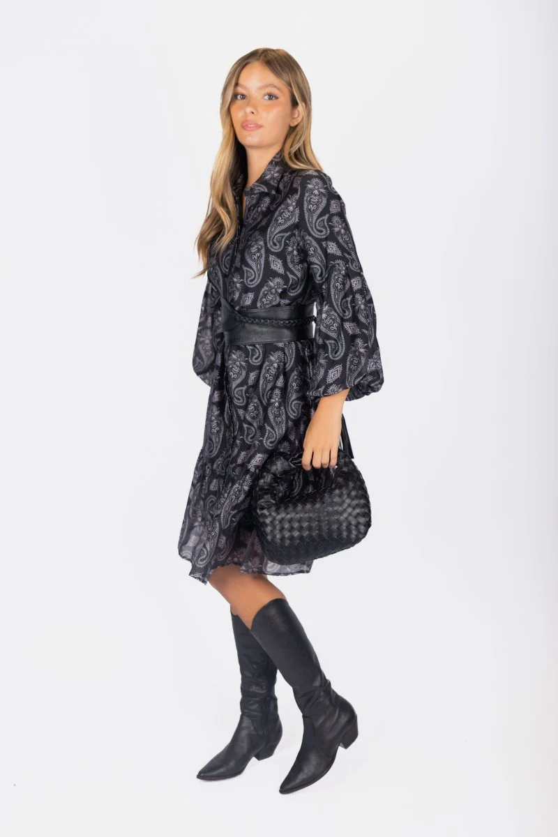 Allie Dress Long Sleeve 41" (Black Pattern) - Image 7