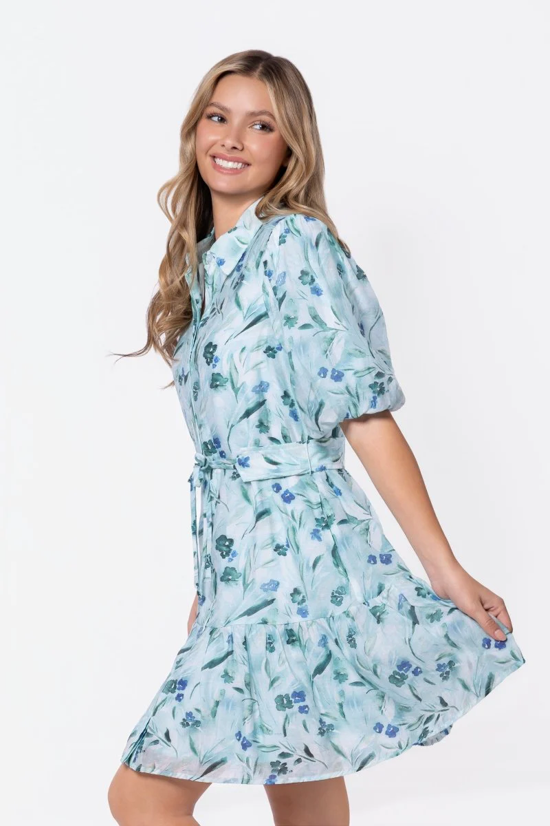 Allie Dress Short Sleeve 37" (Green Flower) - Image 4