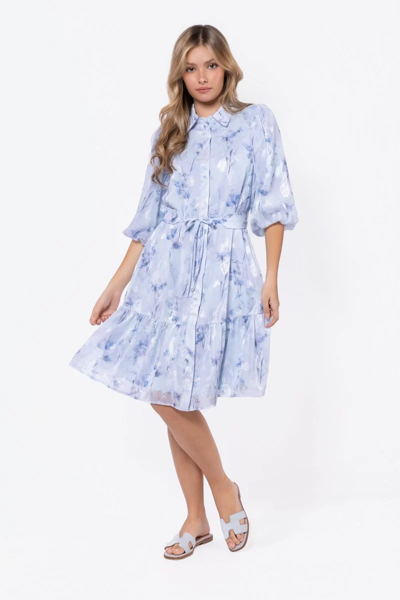 Allie Dress Short Sleeve 41" (Blue Flower) - Image 3