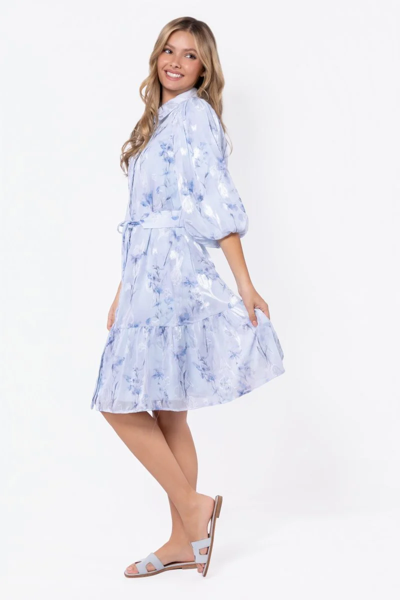 Allie Dress Short Sleeve 41" (Blue Flower) - Image 4
