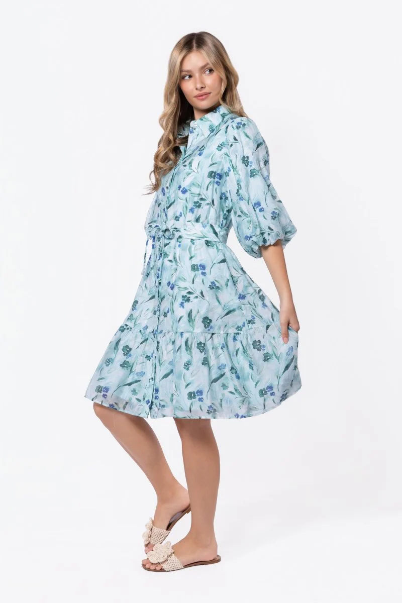 Allie Dress Short Sleeve 41" (Green Flower) - Image 3