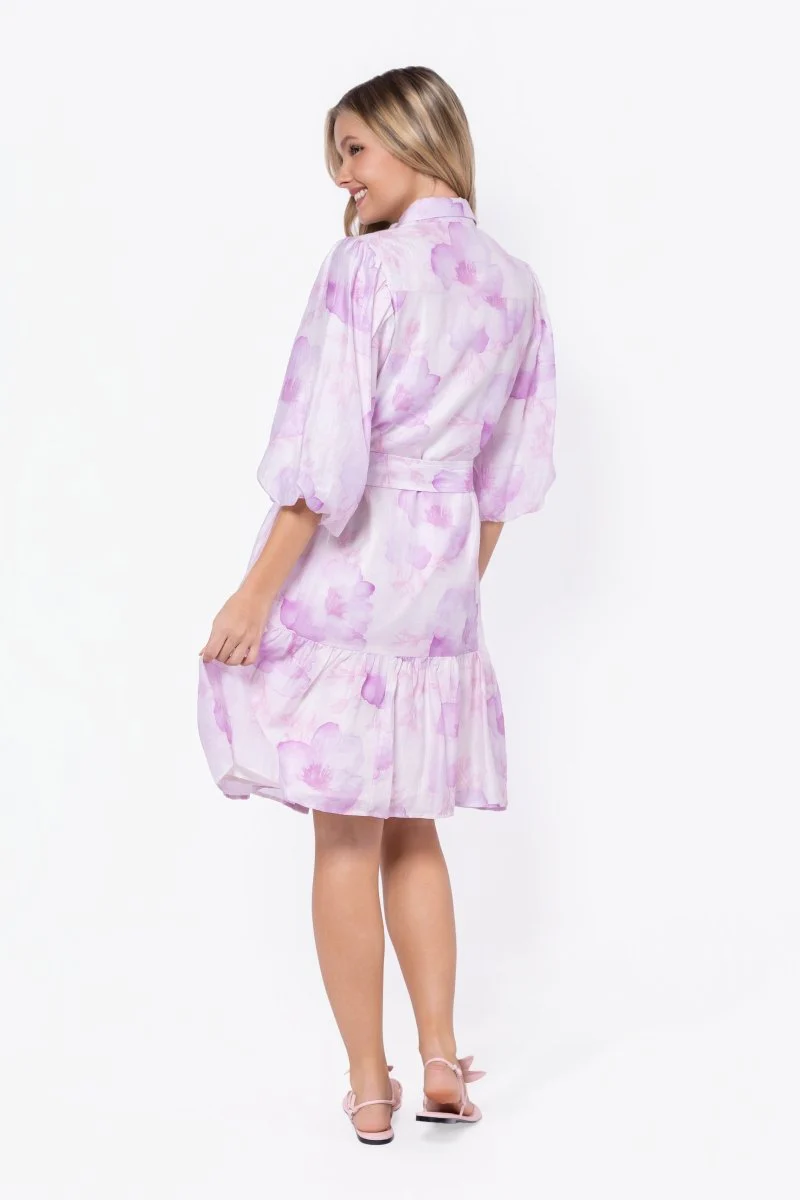 Allie Dress Short Sleeve 41" (White/Pink) - Image 3