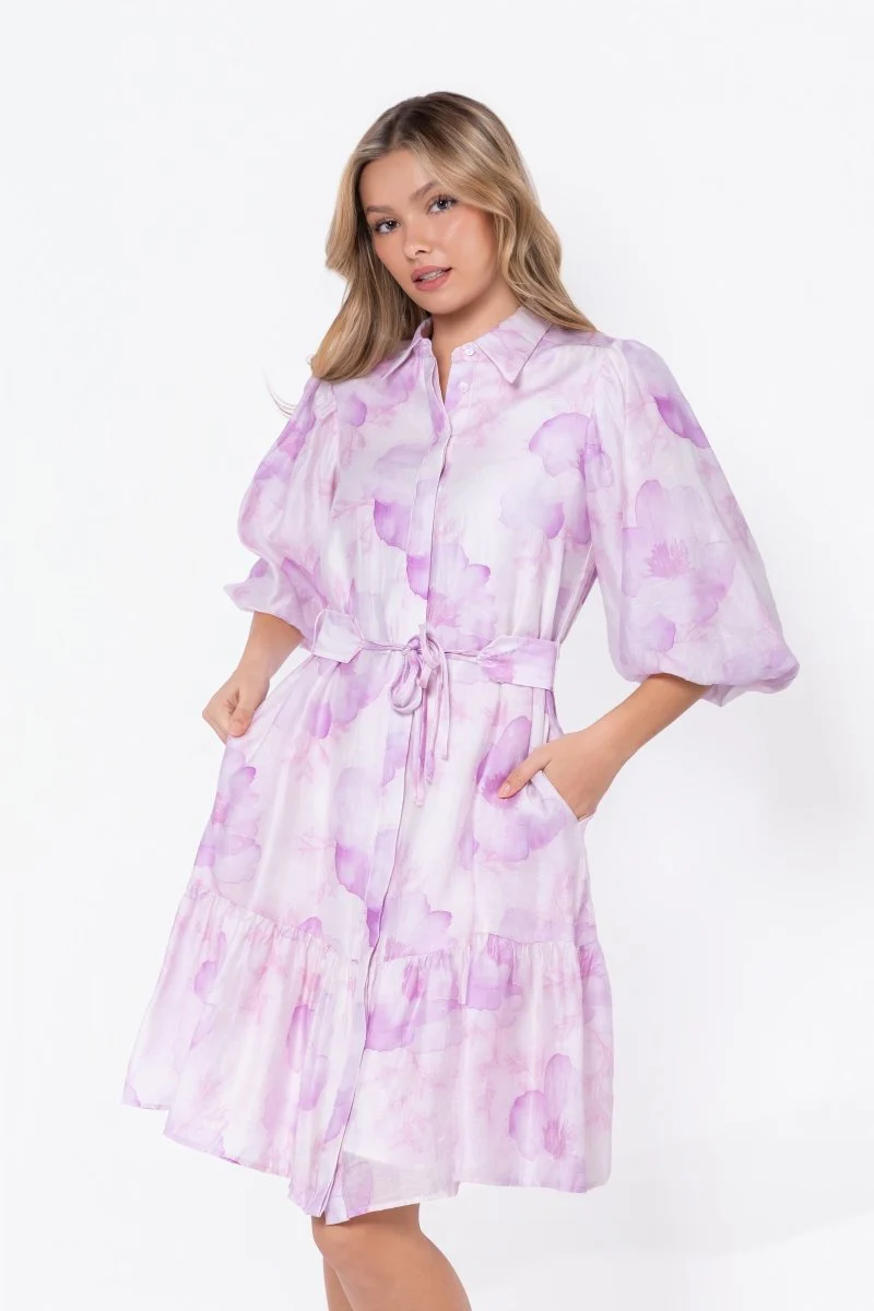 Allie Dress Short Sleeve 41" (White/Pink) - Image 4