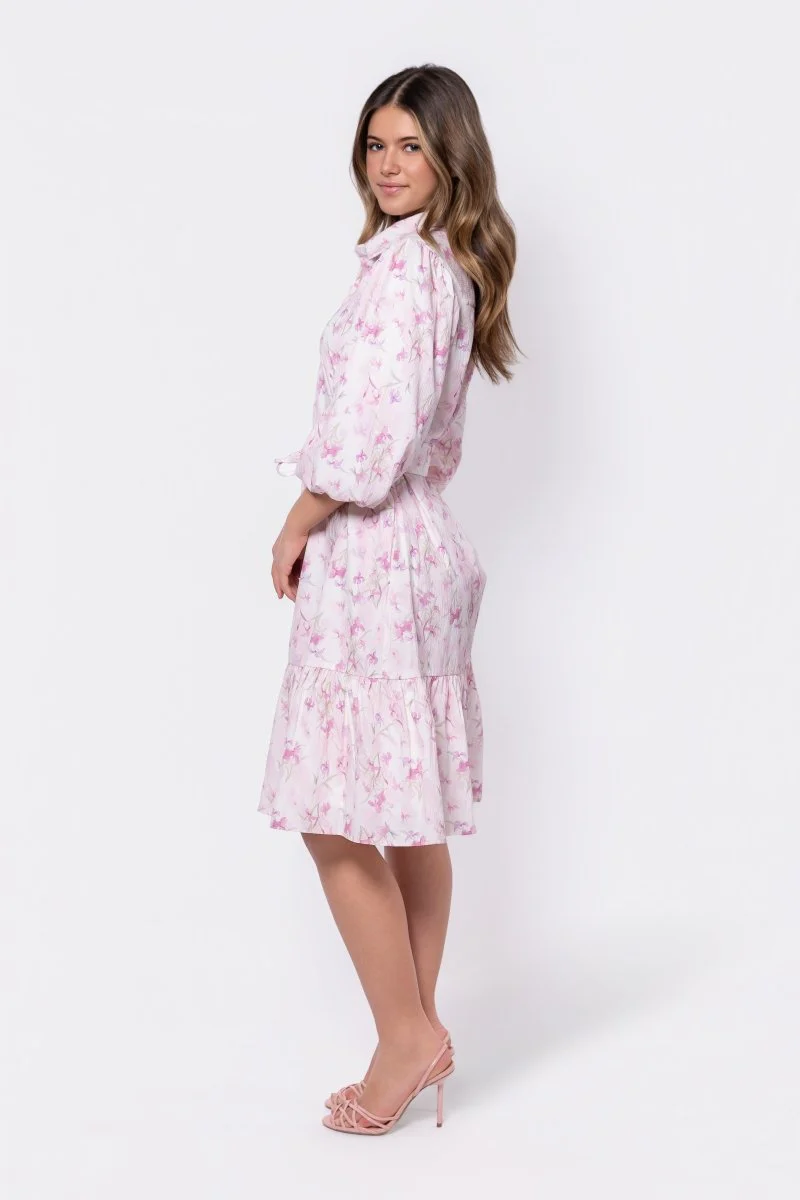 Allie Dress Short Sleeve 42" (Ivory/Purple) - Image 3