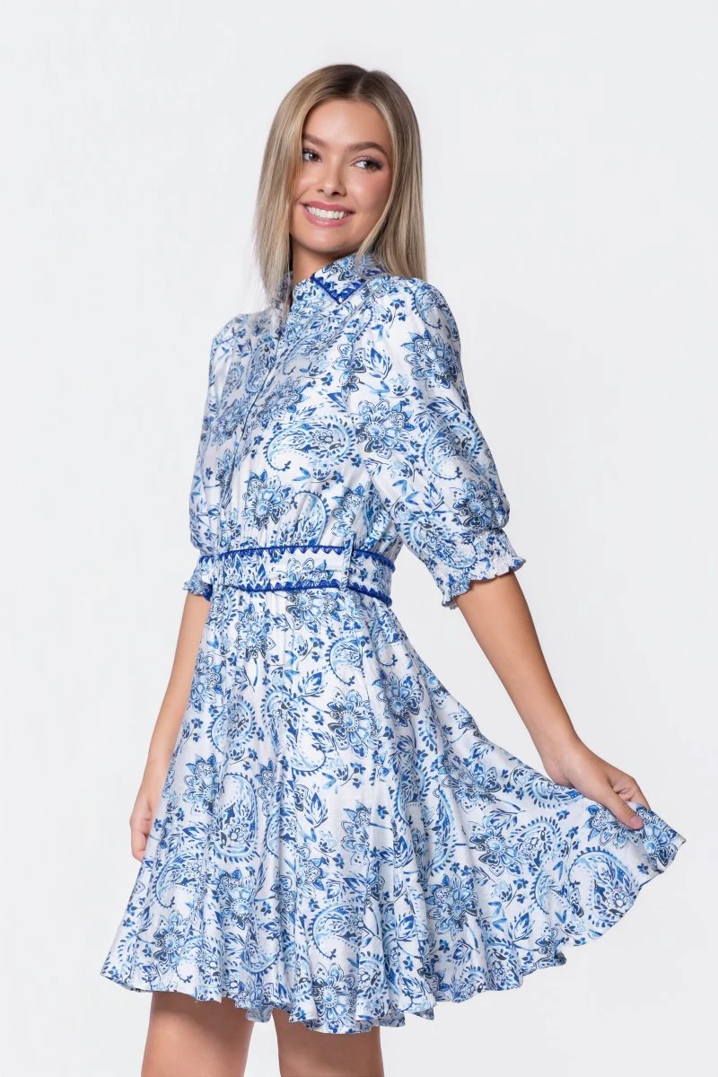 Analia Dress 36" (Blue Pattern) - Image 3
