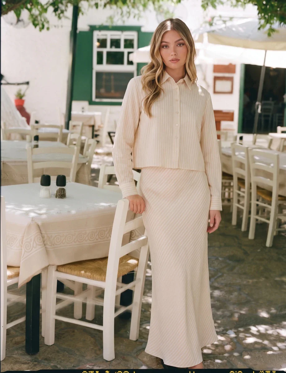 Anita Skirt (Khaki Stripe) - Image 3