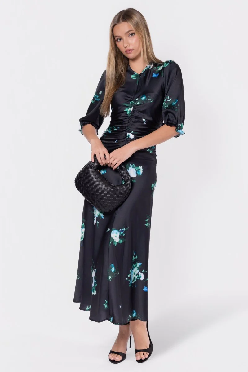 Audrey Dress Short Sleeve (Dark Green Flower) - Image 2