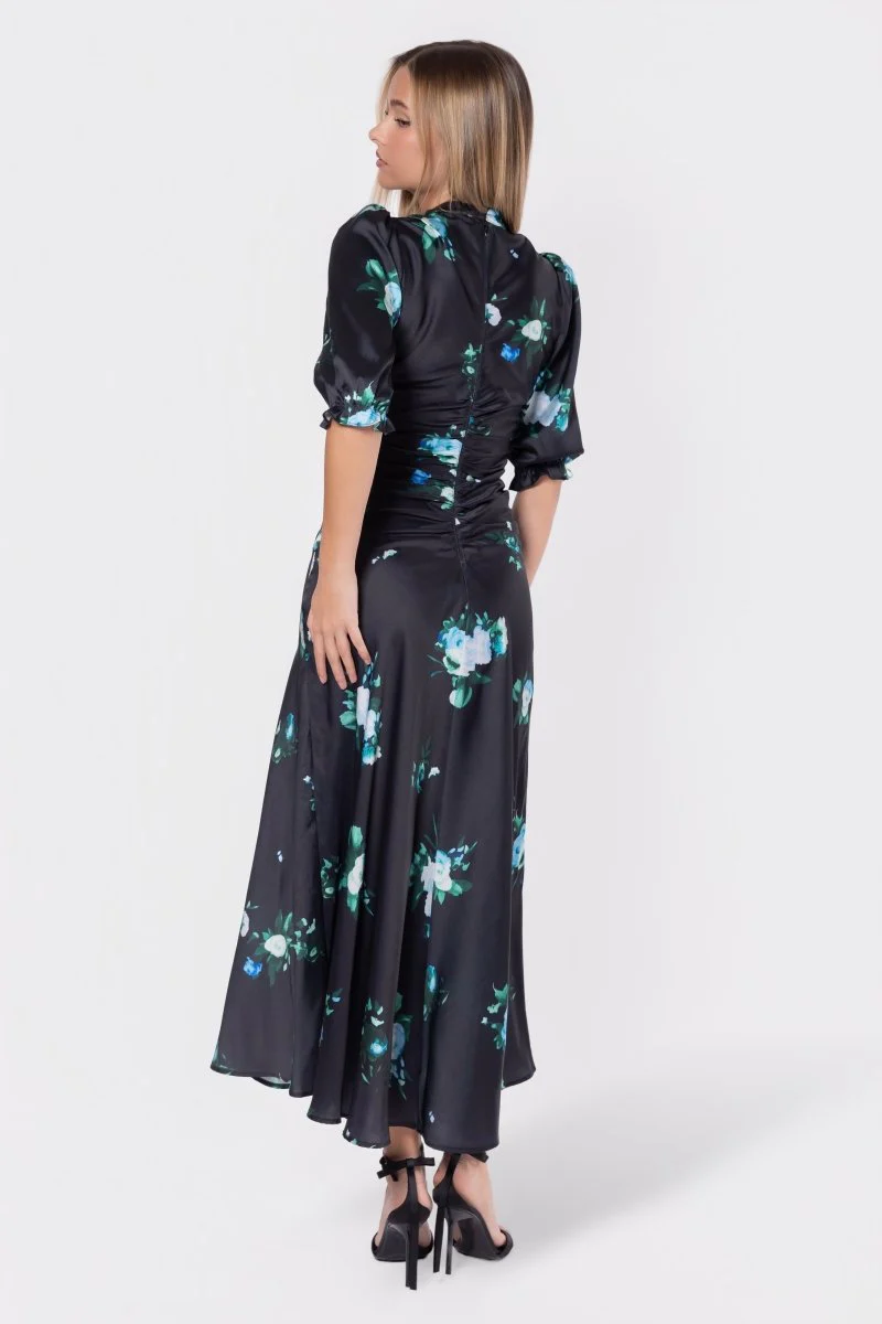 Audrey Dress Short Sleeve (Dark Green Flower) - Image 4