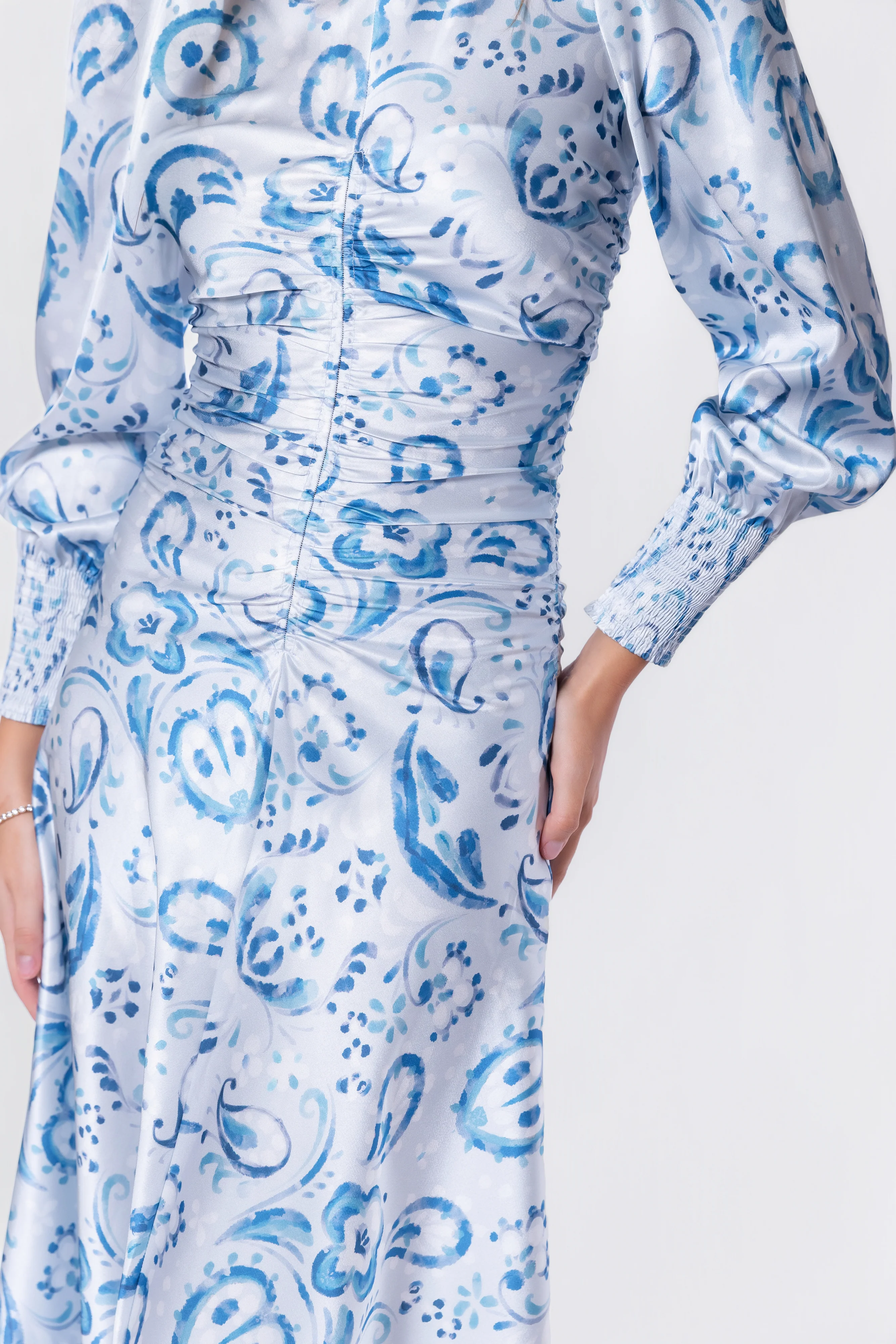 Audrey Dress Long Sleeve (Blue Pattern) - Image 5