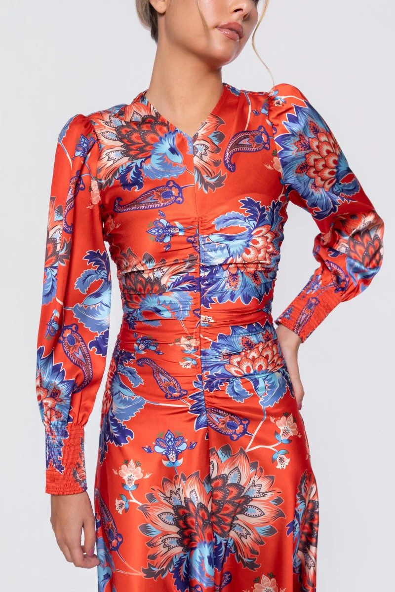 Audrey Dress Long Sleeve (Red/Blue) - Image 7