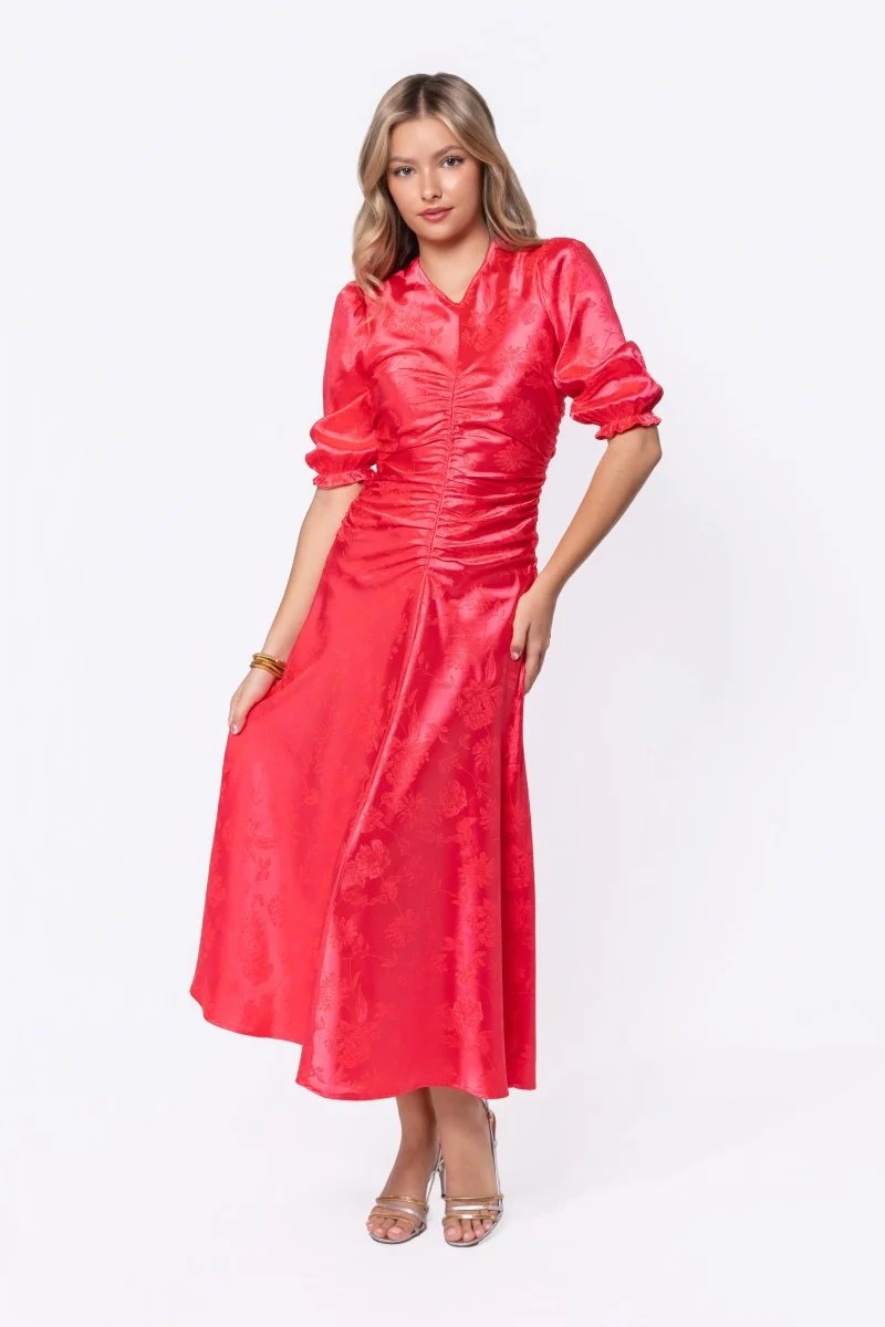 Audrey Dress Short Sleeve (Coral Pink) - Image 3