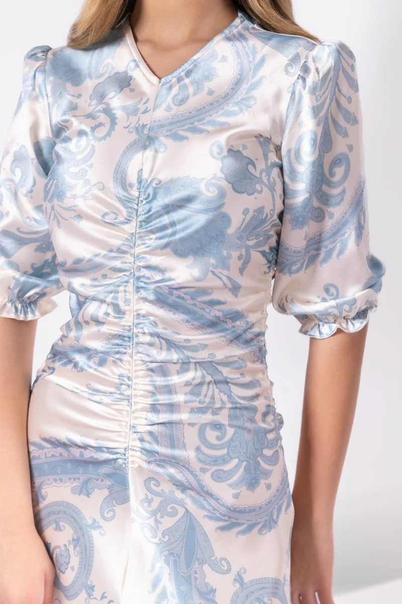 Audrey Dress Short Sleeve (Ivory/Blue) - Image 5