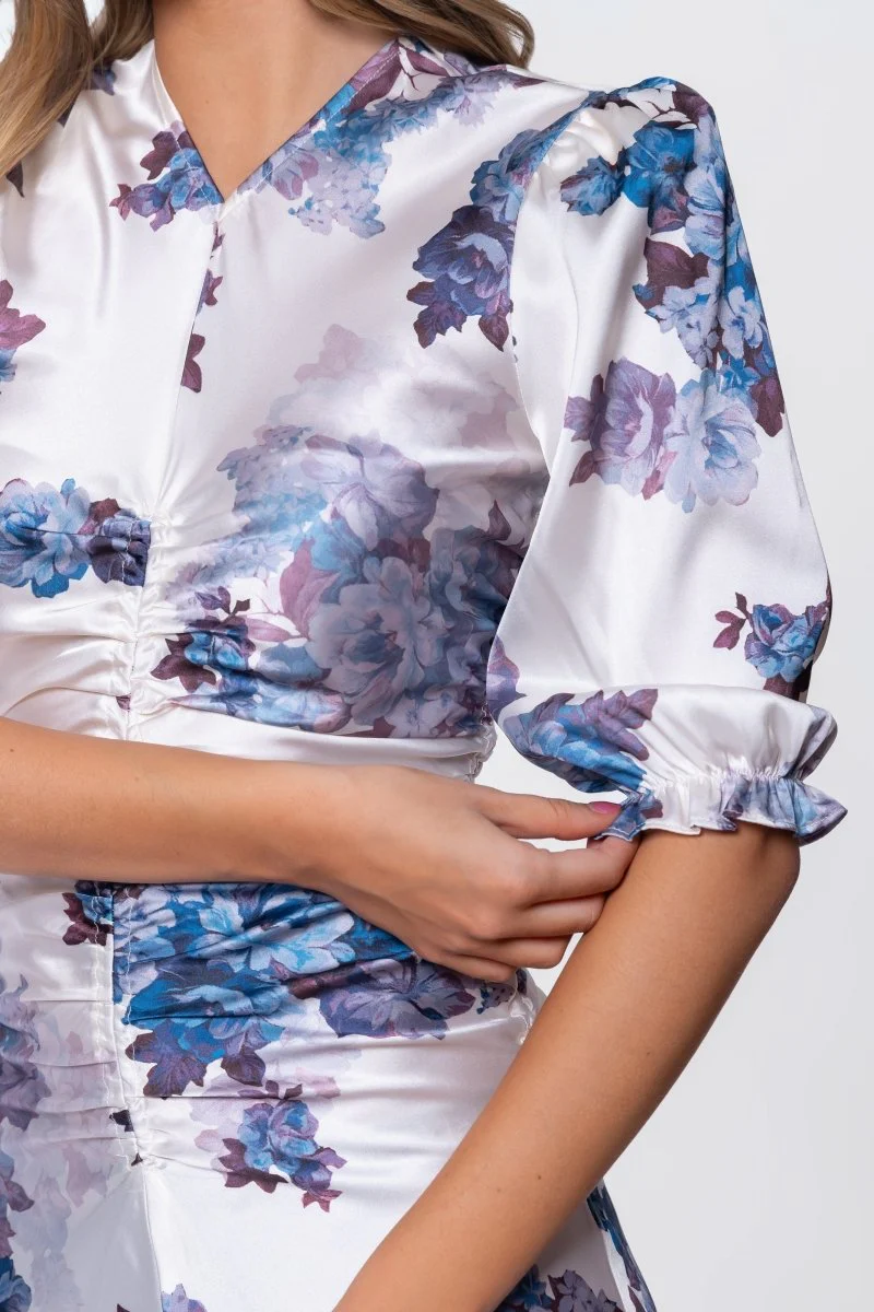 Audrey Dress Short Sleeve (Ivory Purple) - Image 6