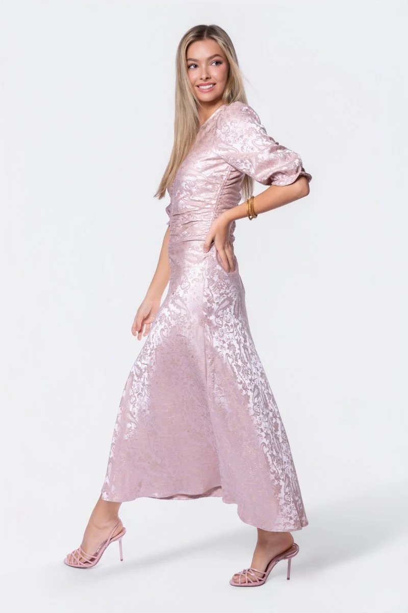 Audrey Dress Short Sleeve (Light Pink/Khaki) - Image 3