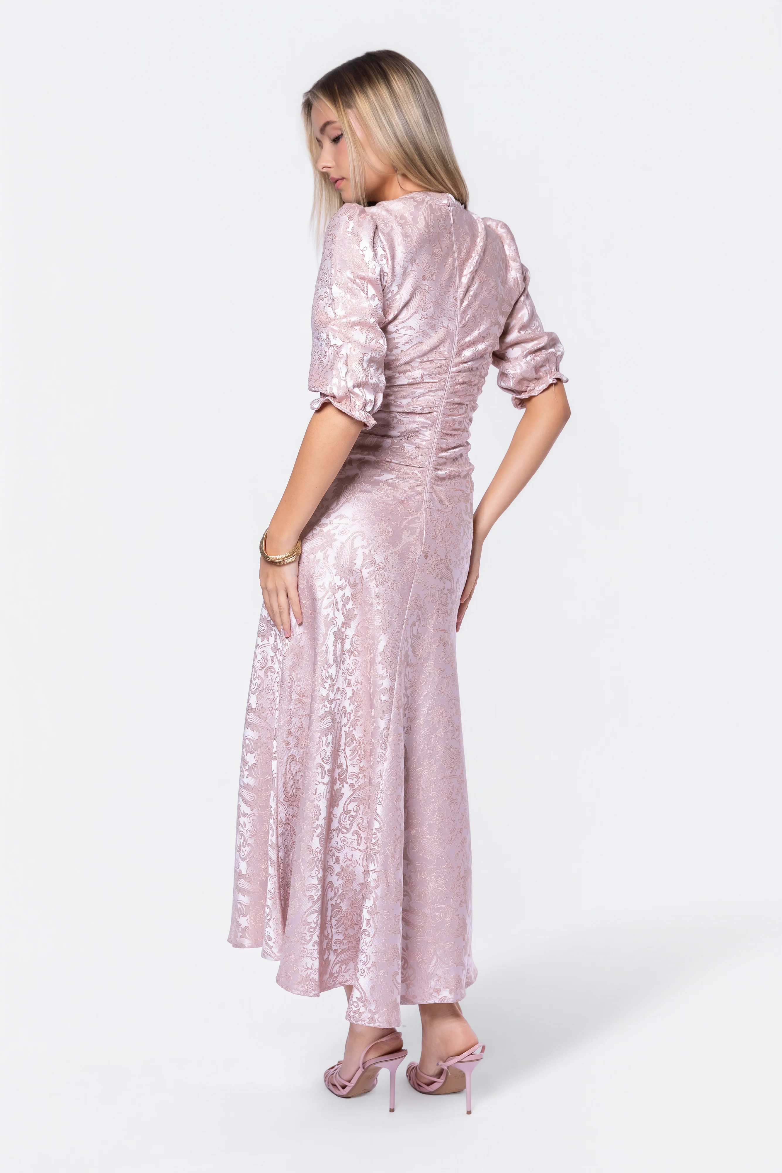 Audrey Dress Short Sleeve (Light Pink/Khaki) - Image 5