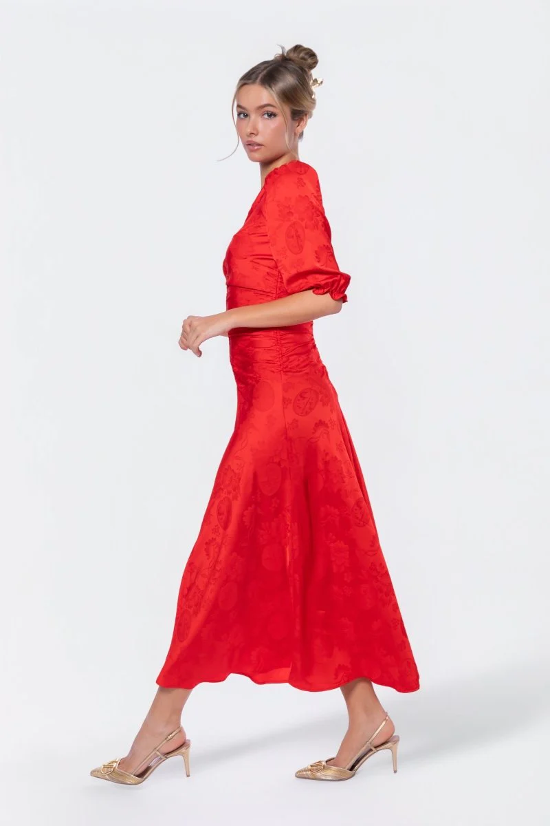 Audrey Dress Short Sleeve (Red Solid) - Image 3