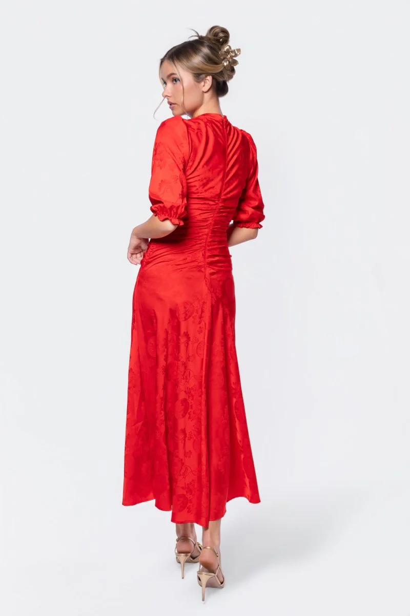 Audrey Dress Short Sleeve (Red Solid) - Image 5
