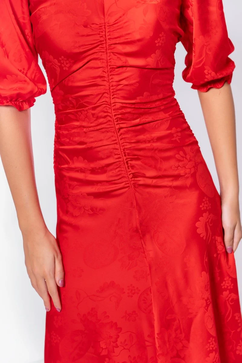 Audrey Dress Short Sleeve (Red Solid) - Image 6