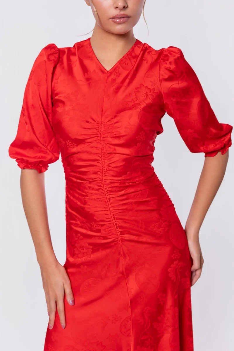 Audrey Dress Short Sleeve (Red Solid) - Image 7