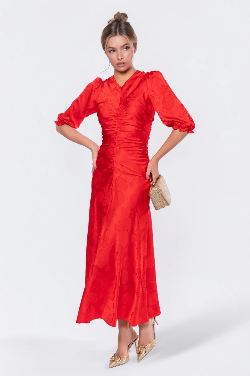 Audrey Dress Short Sleeve (Red Solid) - Image 8