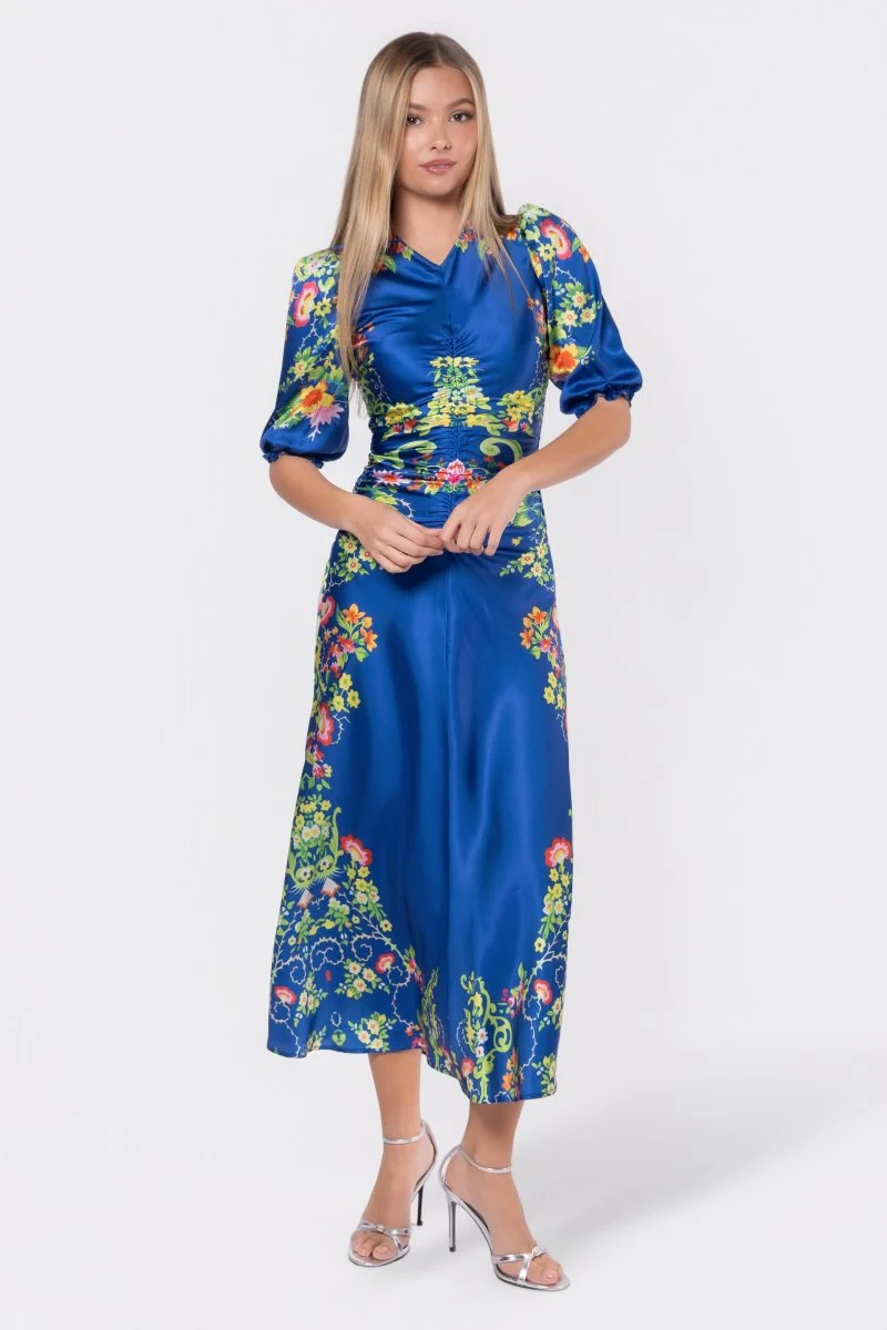 Audrey Dress Short Sleeve (Royal Blue Pattern)