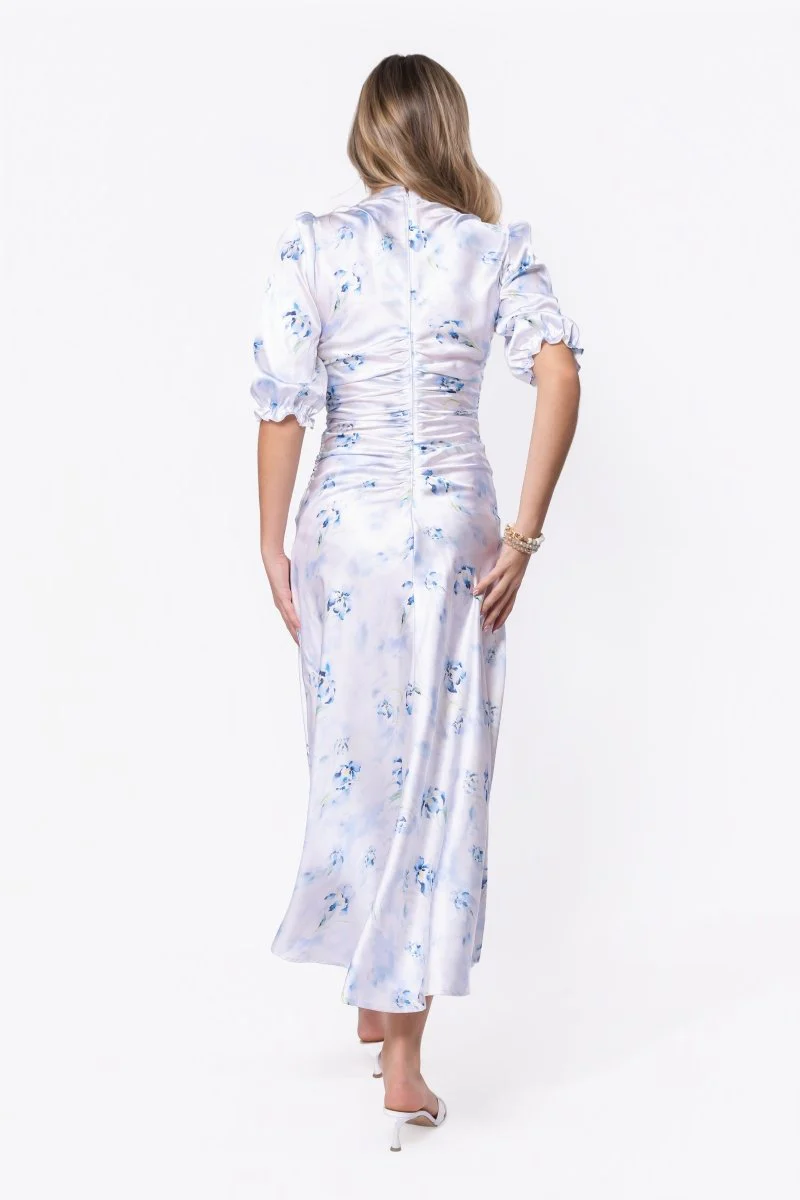Audrey Dress Short Sleeve (White/Blue) - Image 3