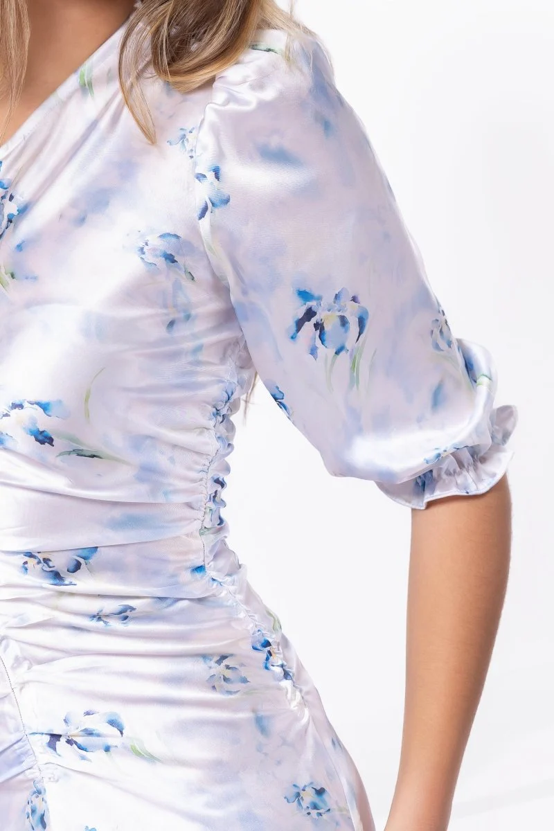 Audrey Dress Short Sleeve (White/Blue) - Image 4