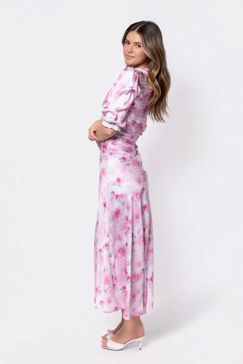 Audrey Dress Short Sleeve (White/Pink) - Image 3