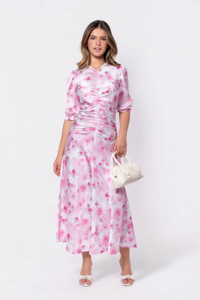 Audrey Dress Short Sleeve (White/Pink) - Image 4