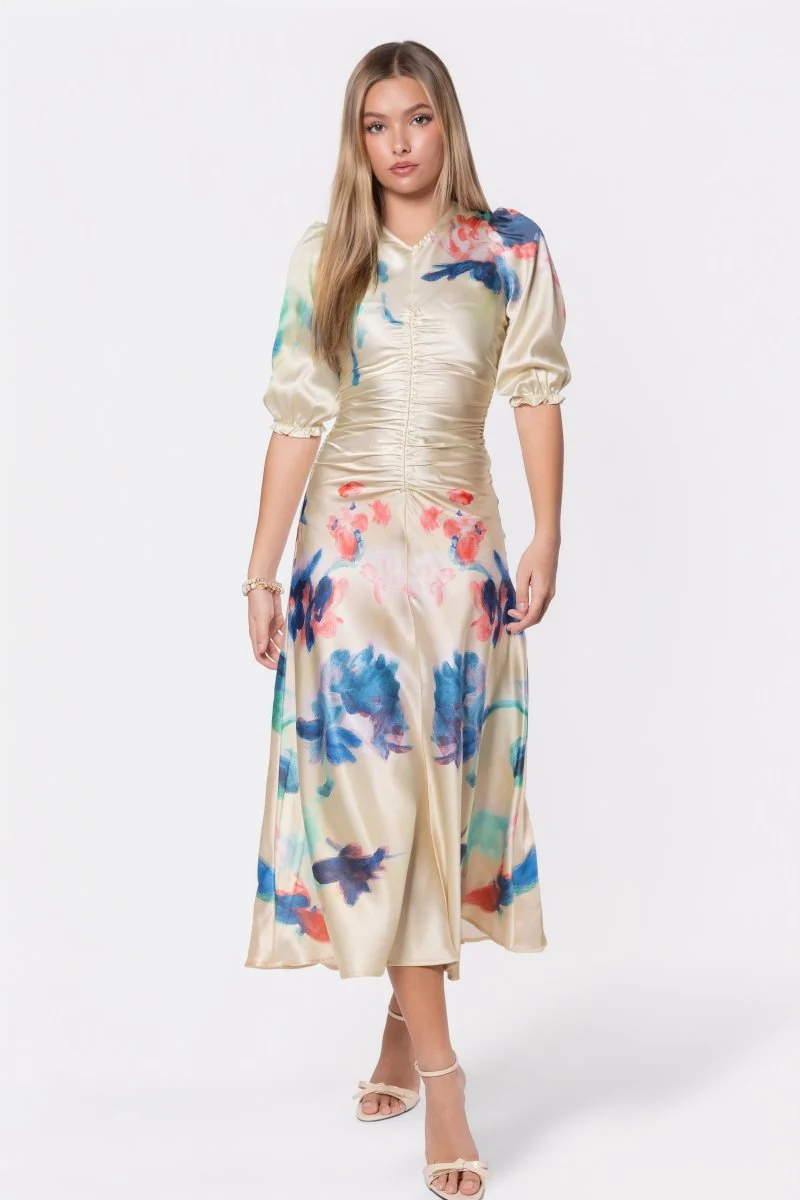Audrey Dress Short Sleeve (Yellow Flower) - Image 2