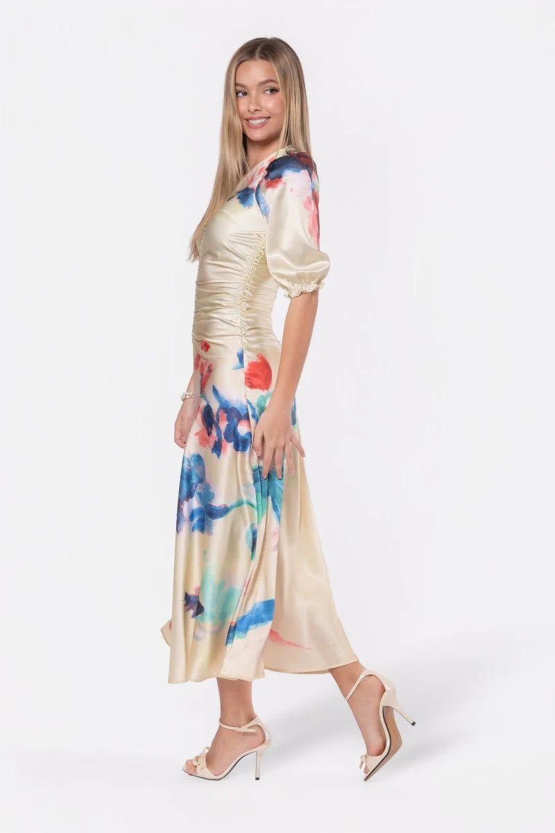 Audrey Dress Short Sleeve (Yellow Flower) - Image 3