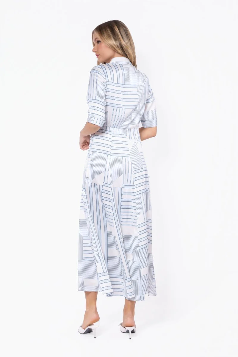 Aviana Dress (White/Blue) - Image 5