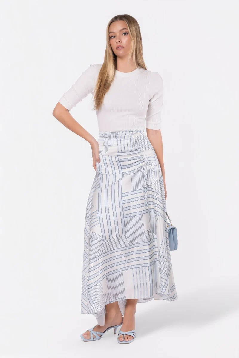 Aviana Skirt (White/Blue) - Image 8