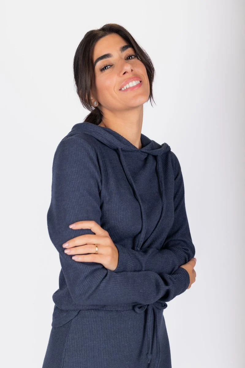 Callie Ribbed Top (Navy)