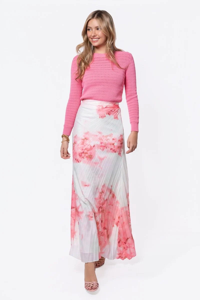 Caroline Skirt (Ivory/Pink)