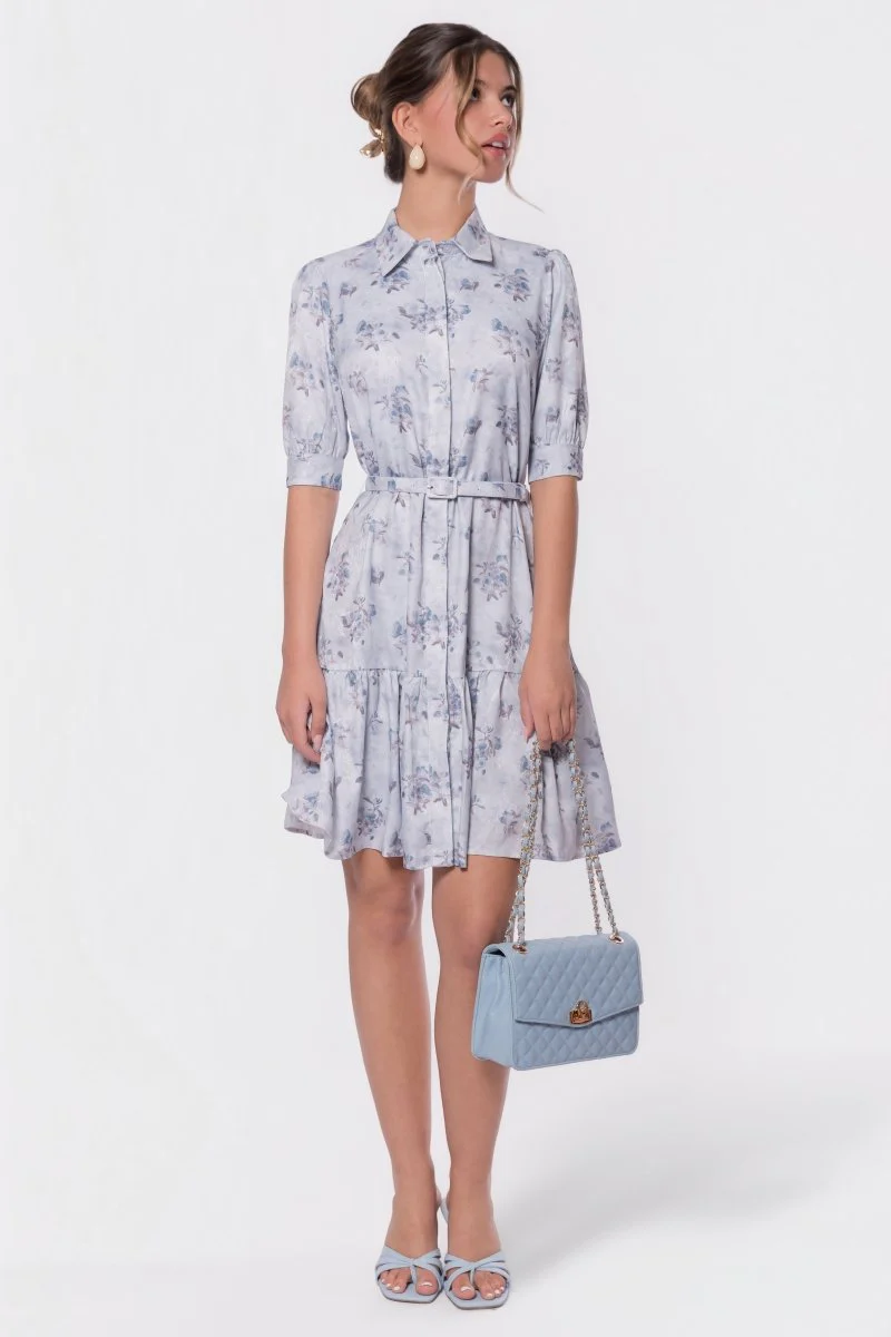 Celine Dress 37" (Light Blue Flower)