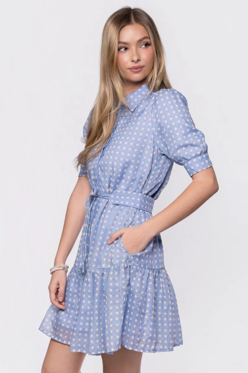Elisa Dress 36" (White/Blue) - Image 4