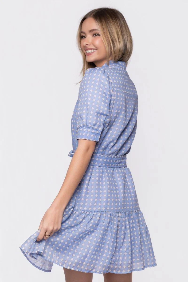 Elisa Dress 36" (White/Blue) - Image 5