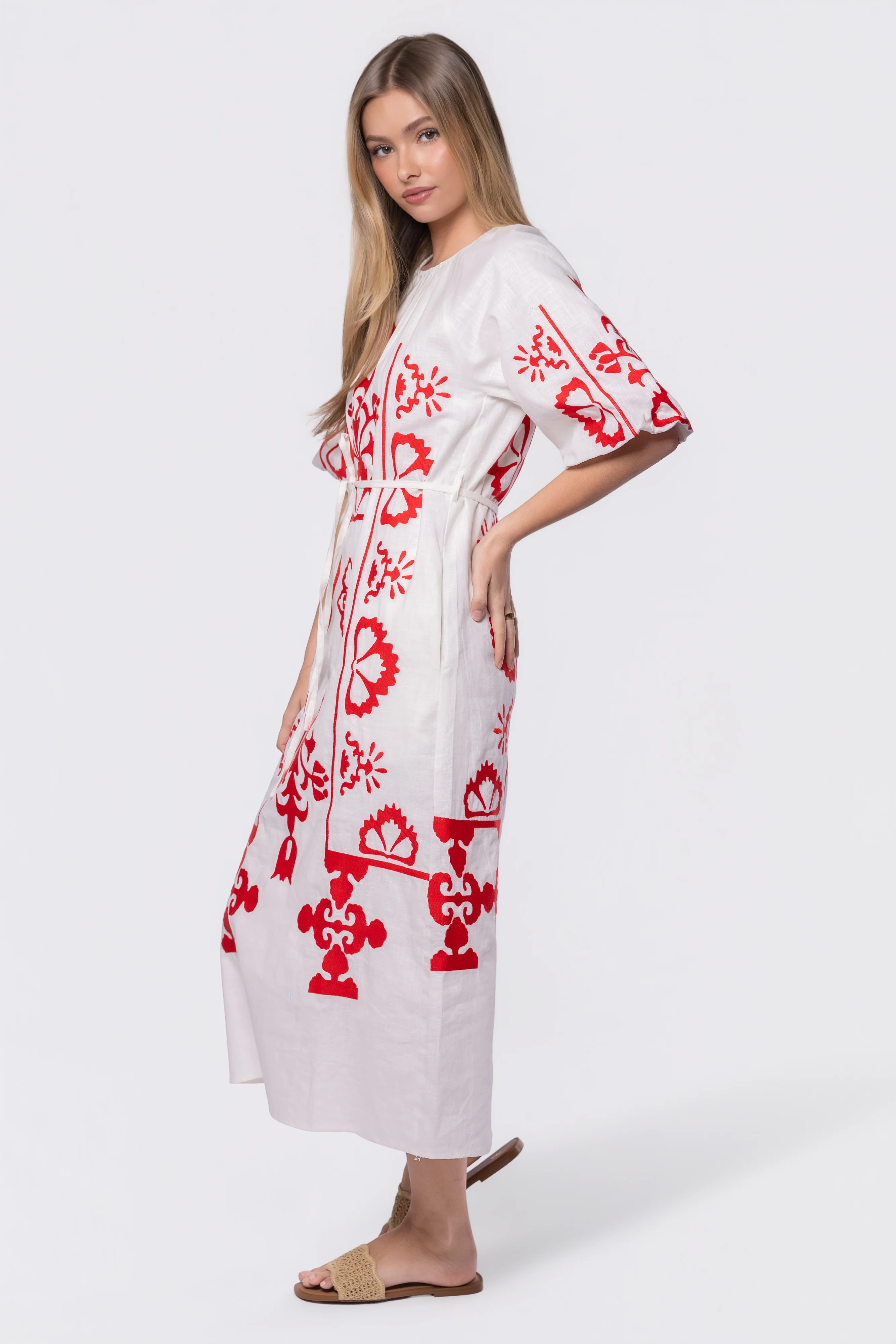 Erica Dress (White/Red) - Image 3