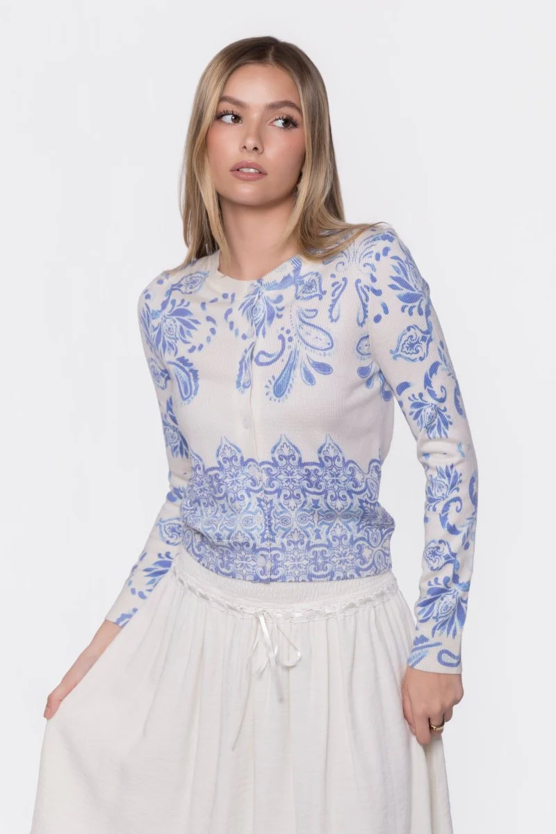 Gabrielle Cardigan (Blue Pattern)